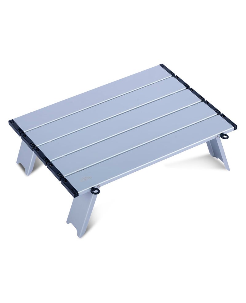 iClimb Ultralight Compact Mini Beach Picnic Folding Alu. Table with Carry Bag, Two Size (Silver - S) - Image 1